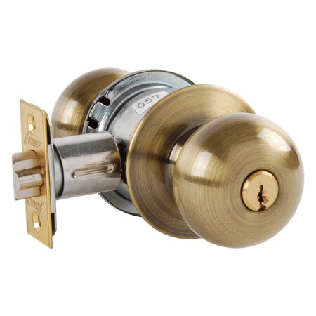 Arrow Lock Grade 2 Storeroom Cylindrical Lock, Tudor Knob, Conventional Cylinder, Antique Brss Fnsh, Non-handed MK12-TA-05A